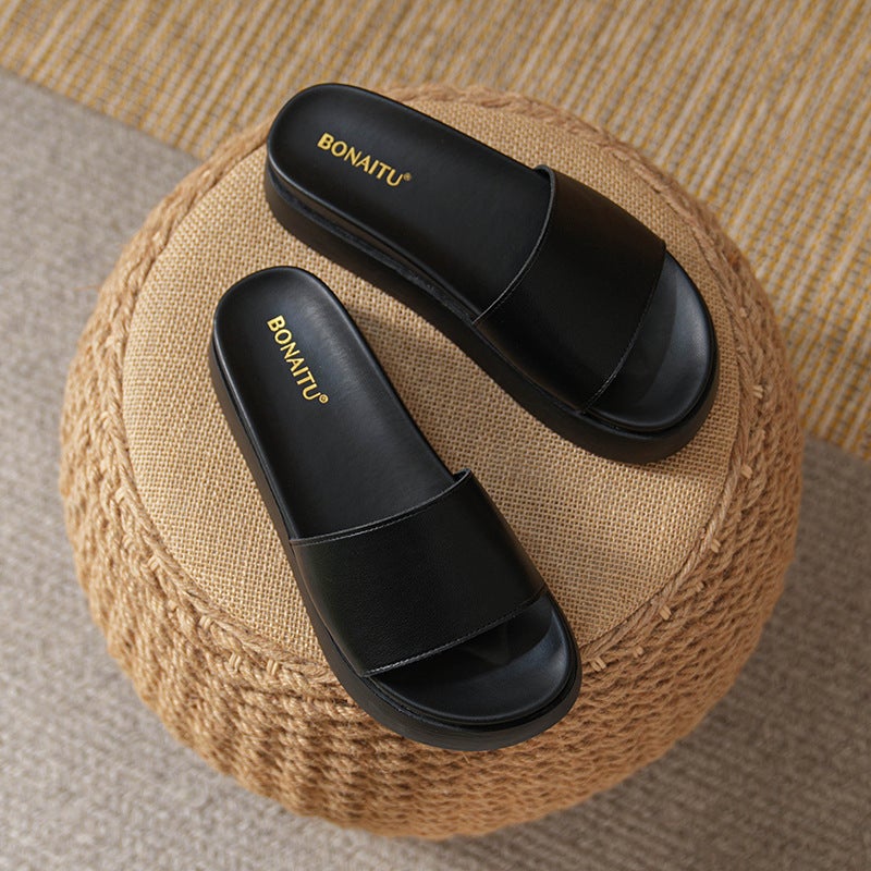 Women'S Summer Outdoor Sandals Fashion Versatile Trendy Slip-On Genuine Leather Thick-Soled Beach Shoes - Image 1