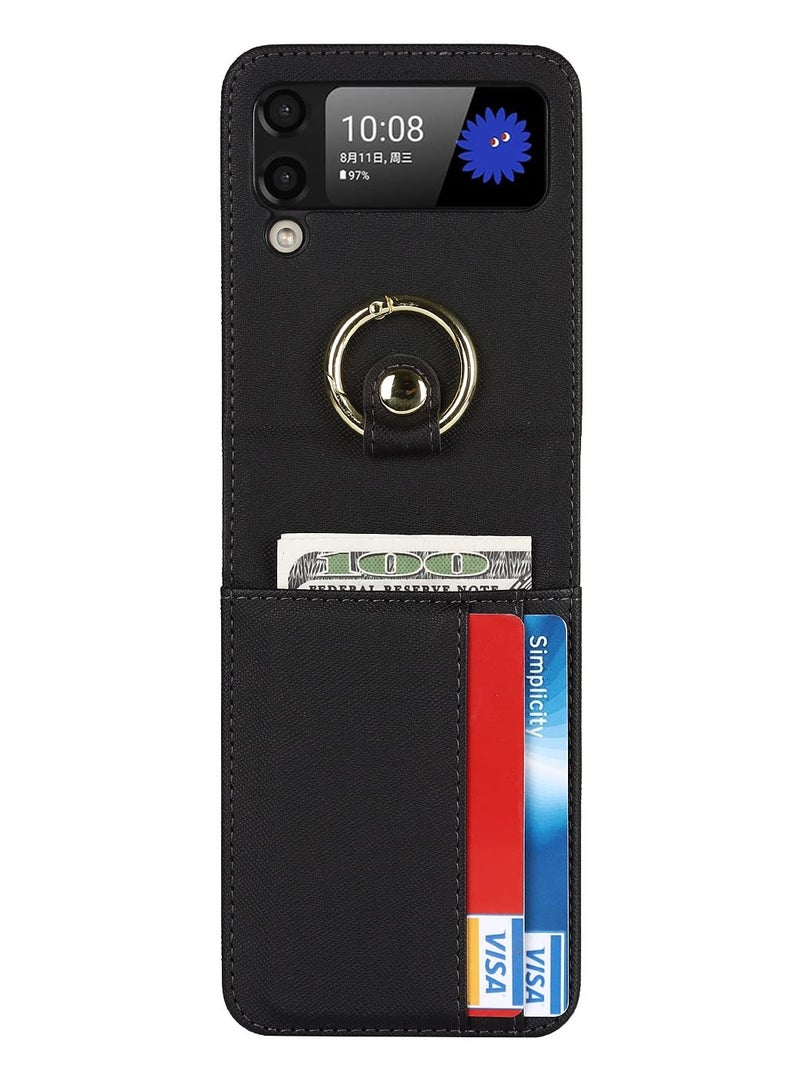 SYOSI Case for Galaxy Z Flip 3 5G, Compatible with Samsung Z Flip 3(2021) Leather Wallet Case, Adjustable Crossbody Lanyard Durable Card Slots Ultra Slim Luxury Cover for Samsung Galaxy Z Flip 3 (Black) - Image 3