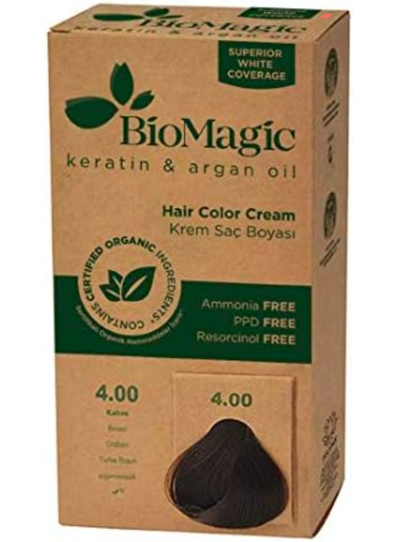 Biomagic Hair Color 4.00Brown(keratin&argan oil