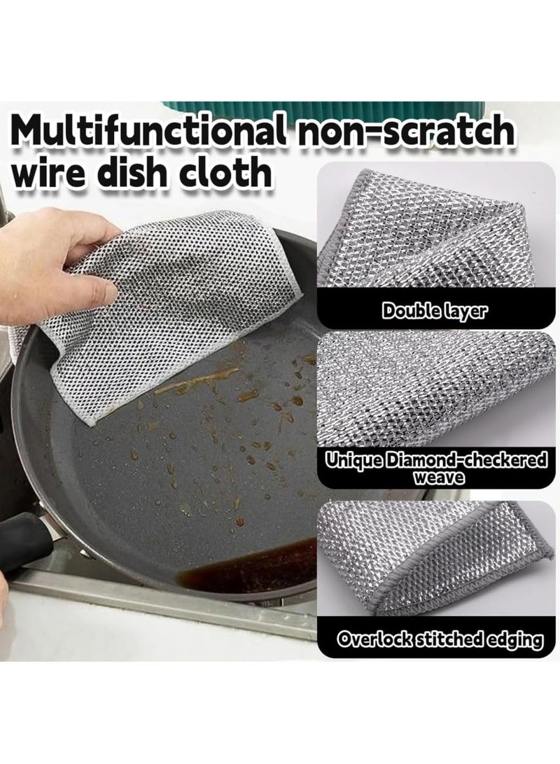 فوطة غسيل الأطباق متعددة الأغراض وقابلة لإعادة الاستخدام لتنظيف المطبخ، فوطة تنظيف سلكية مضادة للخدش (عبوة من5 قطع) - Image 2