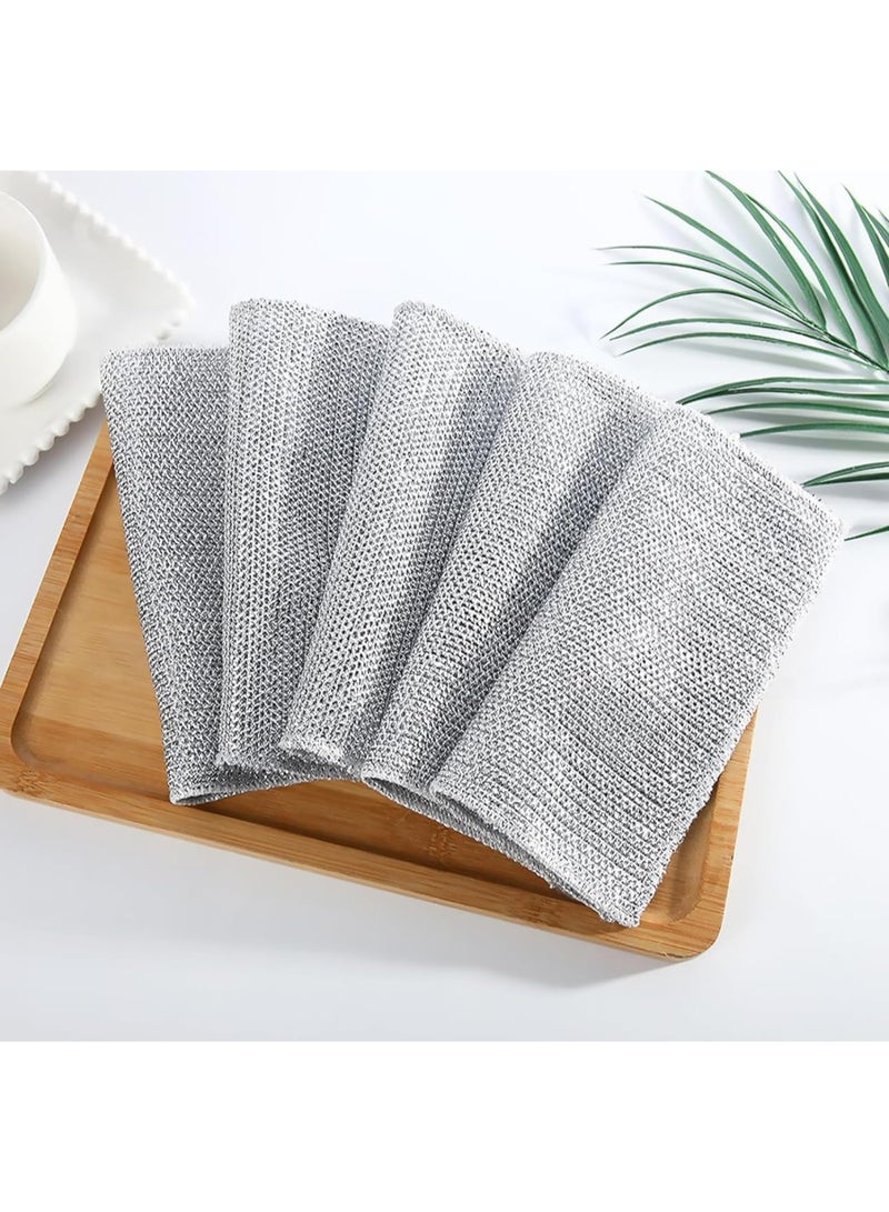 فوطة غسيل الأطباق متعددة الأغراض وقابلة لإعادة الاستخدام لتنظيف المطبخ، فوطة تنظيف سلكية مضادة للخدش (عبوة من5 قطع) - Image 1