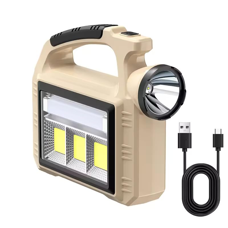 Brikipth Brikipth Waterproof Handheld Flashlights Lantern Super Bright Torch Searchlight Portable LED Spotlight USB Rechargeable Long Lasting Flashlight for Mining Camping Hiking Fishing Hunting Patrol - Image 1
