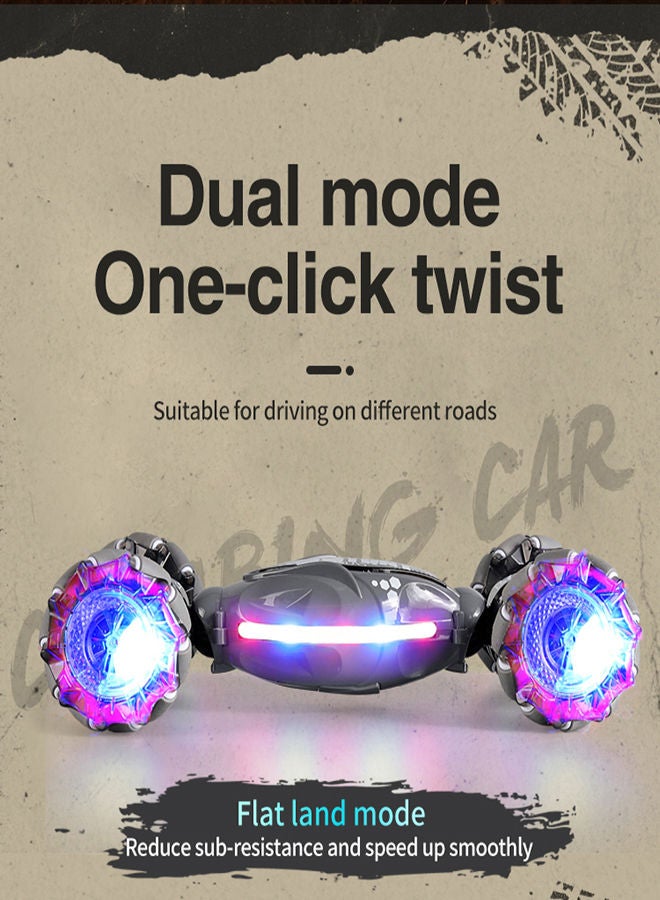 AROAQ Grey Remote Control Stunt Car 4WD Stunt Twisting Off Road 360 Rotation Vehicle Cool Light Music Drift Traverse Remote Control Dancing Side Driving Toy  - Image 4