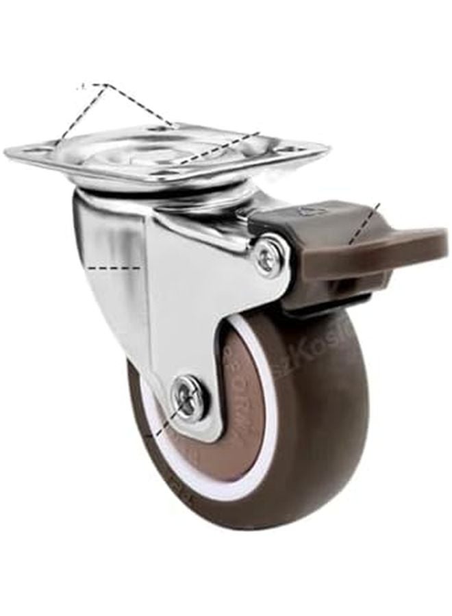 Heavy Duty Swivel Casters With Safety Brake 1 25 Inch Universal Silent Wheels For Furniture - Image 3