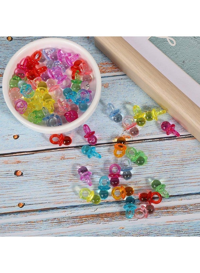 Jiawu Acrylic Baby Pacifier 100Pcs Color Baby Pacifiers Mini Acrylic Pacifier For Baby Shower Decorations Table Scatter Party Favors Games & Activities (Transparent Color Mixing) - Image 3