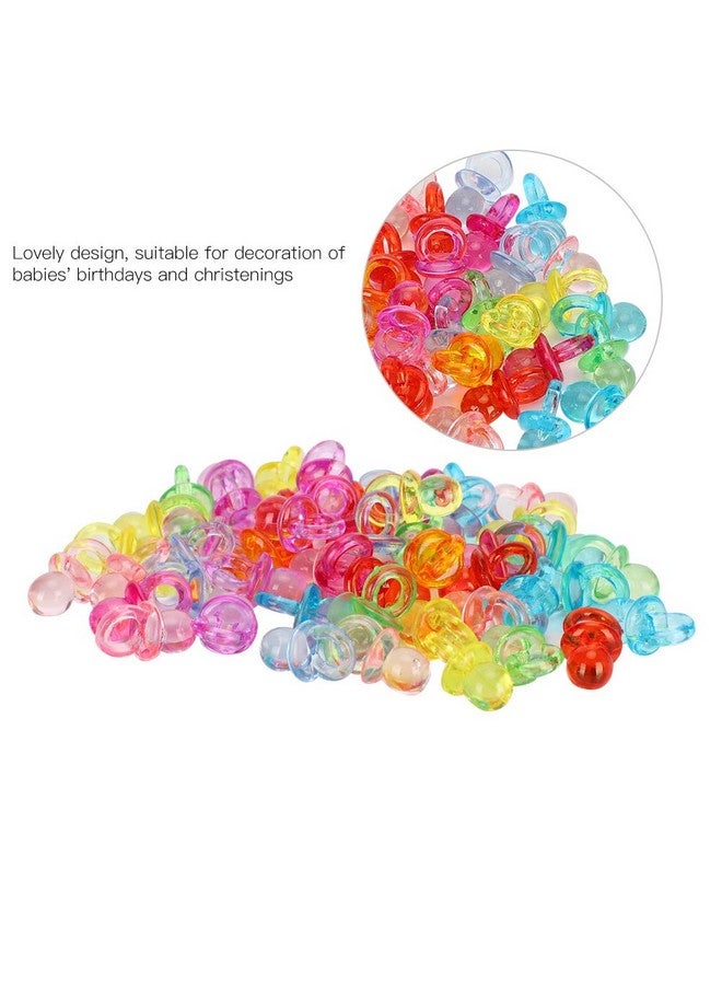 Jiawu Acrylic Baby Pacifier 100Pcs Color Baby Pacifiers Mini Acrylic Pacifier For Baby Shower Decorations Table Scatter Party Favors Games & Activities (Transparent Color Mixing) - Image 5