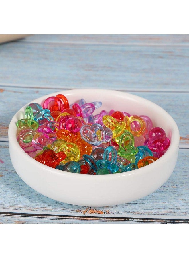 Jiawu Acrylic Baby Pacifier 100Pcs Color Baby Pacifiers Mini Acrylic Pacifier For Baby Shower Decorations Table Scatter Party Favors Games & Activities (Transparent Color Mixing) - Image 4
