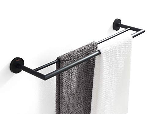 BUVELOT Double Towel Bar 26 Inches, Bathroom Hotel Style Towel Holder, Lavatory Bath Towel Shelf, Modern Minimalist Towel Rack for Bathroom Wall Mounted, Matte Black, 077080-MB Leo Series - Image 3