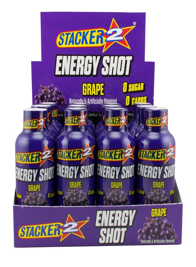 Stacker 2 Energy Shots Grape Flavor 2oz. Shots (24 Bottles) - Image 1