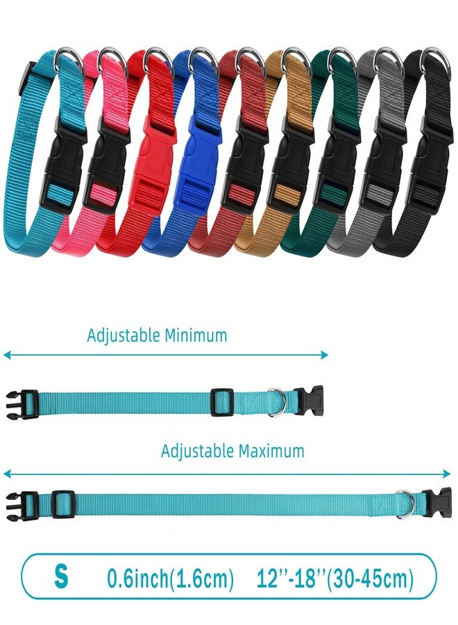 Perthlin 9 Pieces Adjustable Dog Collar for Animal, Soft Nylon Pets Puppy Collar with Quick Release Buckle Holder Bulk for Dogs Walking Running Training(Small,Retro Colors) - Image 2