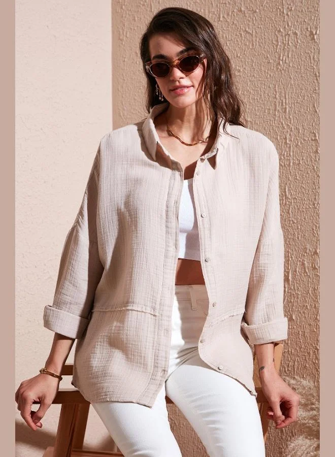 ليلا قميص قطن ليلا بقصة عادية للنساء