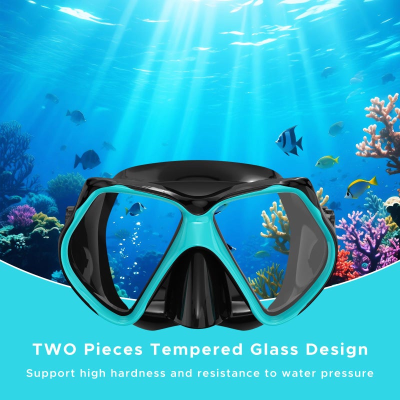 Jwintee 2 Pack Snorkeling Gear for Adults, Dry Snorkel, Mask Set Adult, Diving Scuba Mask, Scuba Gear, Swimming Goggles with Nose Cover, Swim Freediving Tempered Glass Panoramic View Travel Packages - Image 2