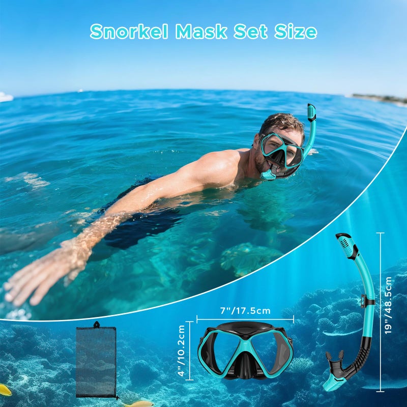 Jwintee 2 Pack Snorkeling Gear for Adults, Dry Snorkel, Mask Set Adult, Diving Scuba Mask, Scuba Gear, Swimming Goggles with Nose Cover, Swim Freediving Tempered Glass Panoramic View Travel Packages - Image 4