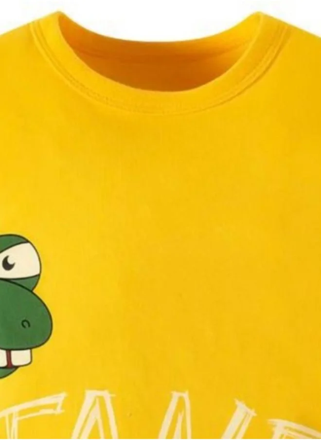 YUNIQEE Yellow Printed Short Sleeve Crew Neck T-Shirt