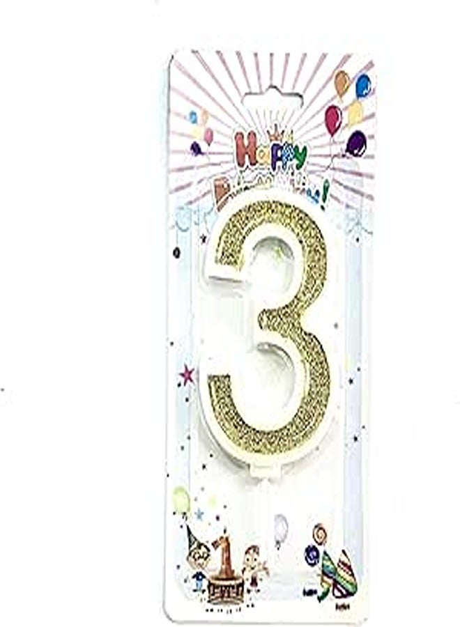 Birthday Candle - Number 3 - Gold