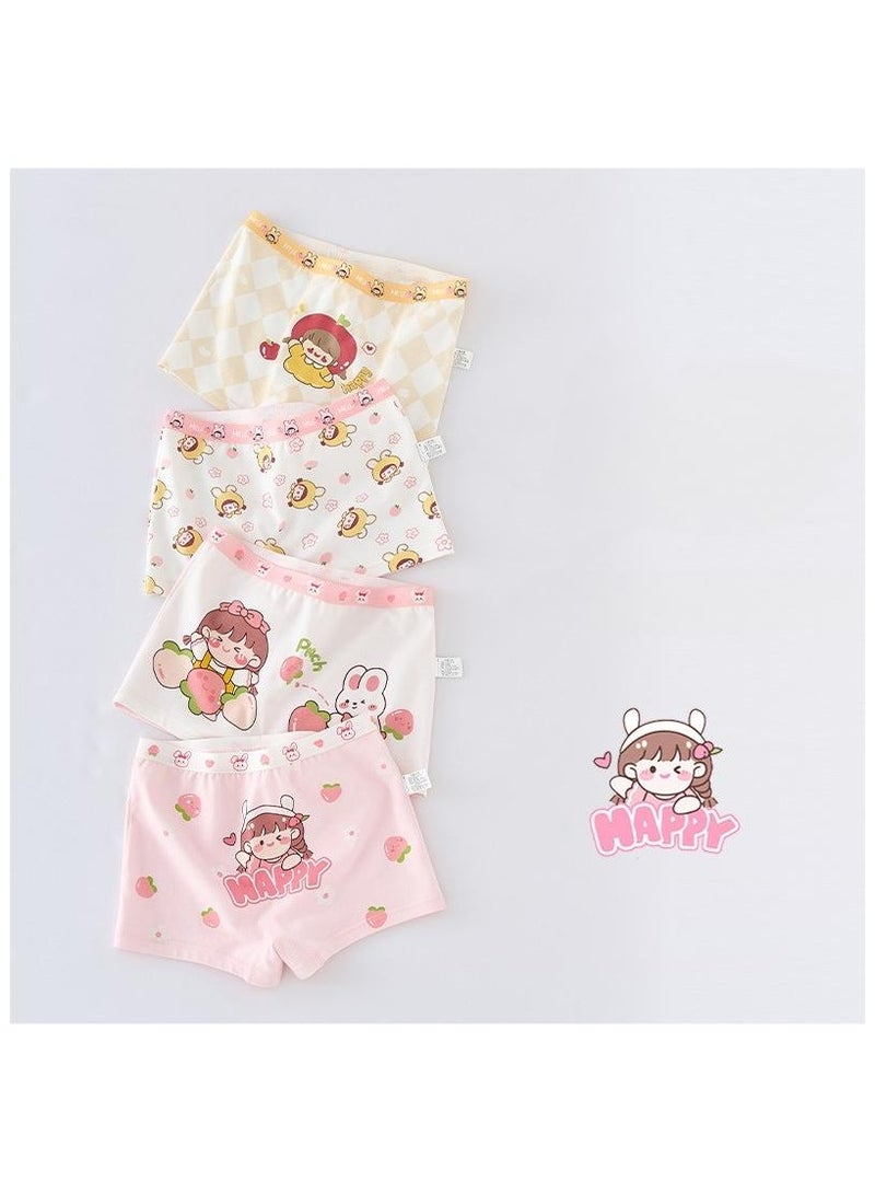 Fashionable Little Girl Cute Style Printed Four Boxer Briefs Suitable For Ages 3-10 - Image 1