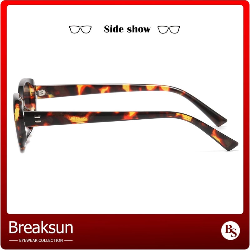 Breaksun Retro Oval Sunglasses for Women Men Fashion Small Oval Sunglasses 90s Vintage Shades - Image 3