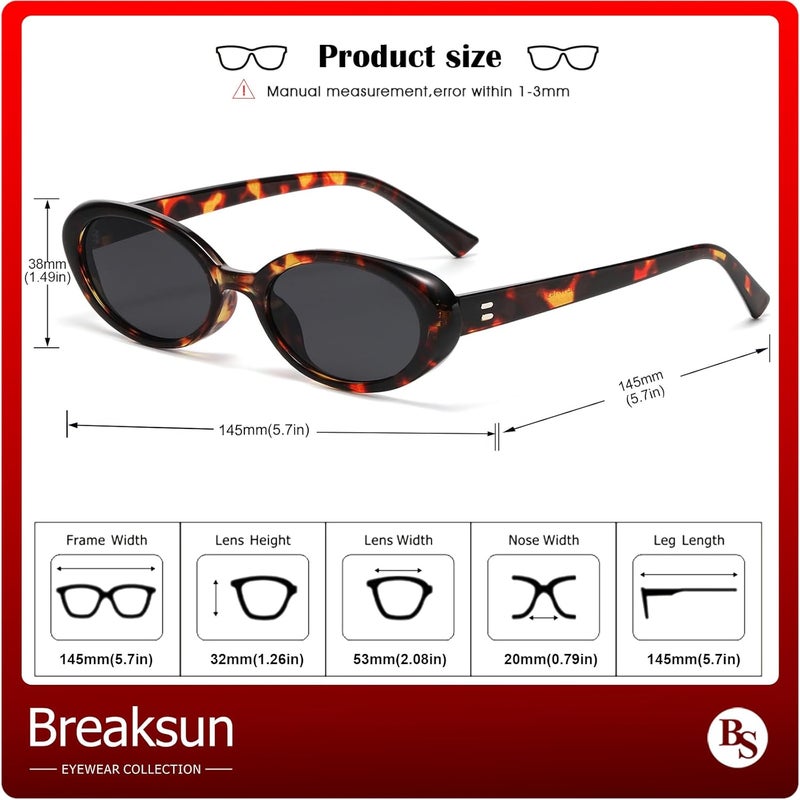 Breaksun Retro Oval Sunglasses for Women Men Fashion Small Oval Sunglasses 90s Vintage Shades - Image 5