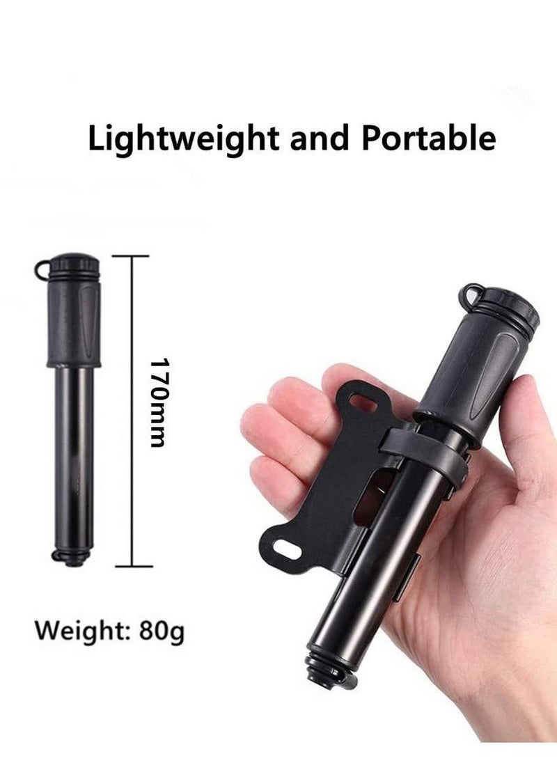 SYOSI Mini Bicycle Pump, Portable Tire Valve Pump High Pressure Small Waterproof Air Hose Aluminum Alloy Inflator with Hose for Inflatable Balls Toys Mountain Bike Inflatable (black)  - Image 2