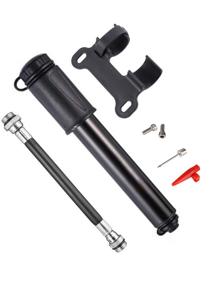 SYOSI Mini Bicycle Pump, Portable Tire Valve Pump High Pressure Small Waterproof Air Hose Aluminum Alloy Inflator with Hose for Inflatable Balls Toys Mountain Bike Inflatable (black)  - Image 1