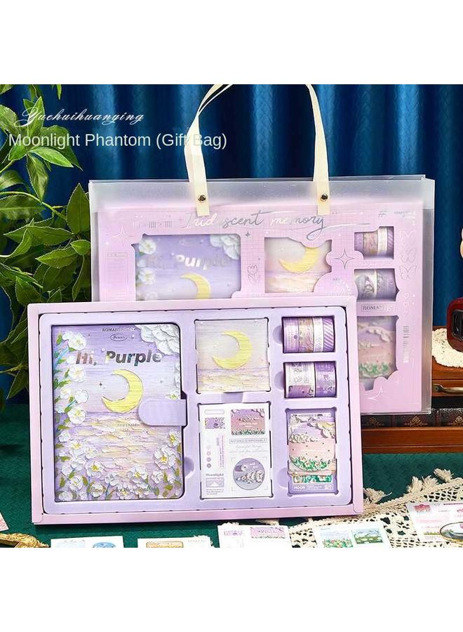 Bluejw Hand Account Book Gift Box Suit Customized Vintage Oil Painting Notebook Notebook Stationery Hand Account Book High Color Value Notebook - Image 1