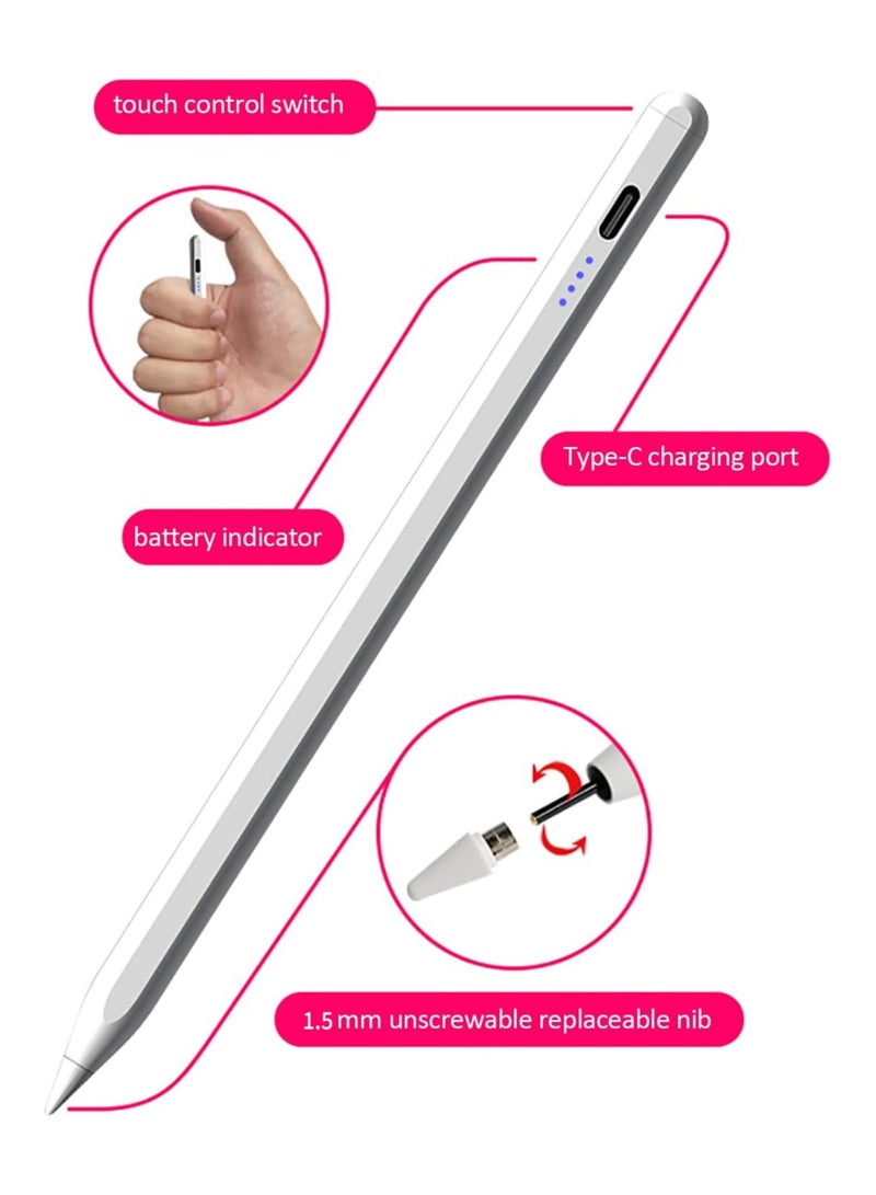 Stylus Pen for iPad with Palm Rejection, Active Pencil Compatible with (2018-2025) Apple iPad Pro 11/12.9 inch, iPad 10th/9th/8th/7th/6th Gen, iPad Air 5th/4th/3rd Gen, iPad Mini 6th/5th Gen - Image 3