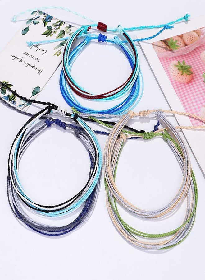 yfstyle 12Pcs Summer Beach Surfer Anklet Bracelets for Women Men Adjustable Handmade Waterproof Braided String Anklets Boho Woven Wave Ankle Bracelets Beach Jewelry - Image 5