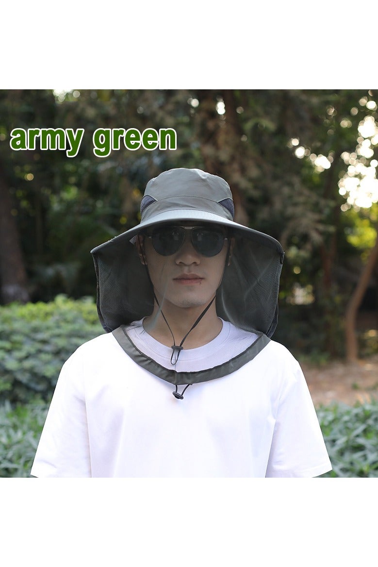 Fishing Hat Sun Protection Hat Mosquito Head Net for Outdoors Bucket Hat with Hidden Net Mesh