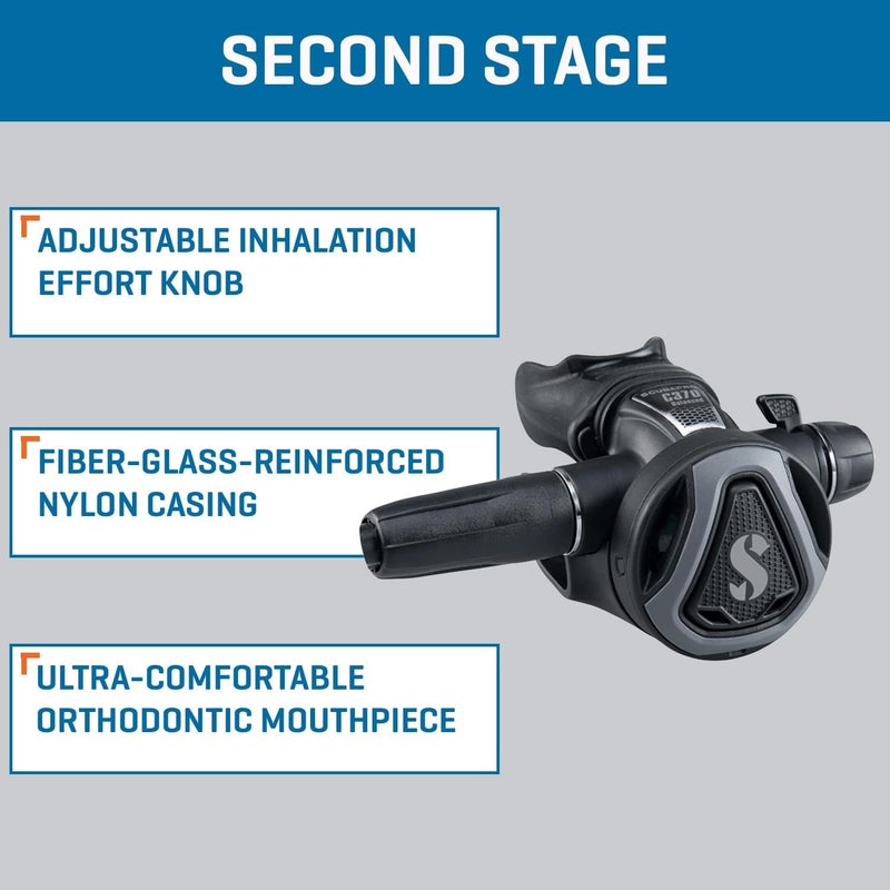 SCUBAPRO MK17 EVO 2 INT/C370 Dive Regulator System for Scuba Diving, INT, Black/Graphite - Image 3