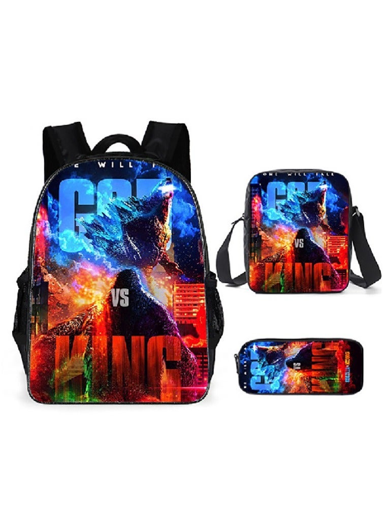 Godzilla New Godzilla Student Backpack Three-piece Set 29*16*42cm