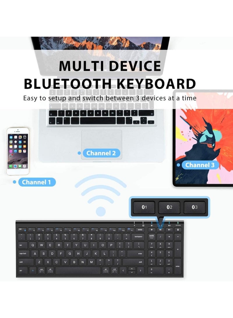 آيكليفير لوحة مفاتيح بلوتوث لاسلكية عالمية قابلة لإعادة الشحن رفيعة للغاية مع لوحة أرقام تصميم مريح حجم صغير اتصال مستقر للنافذة - Image 4