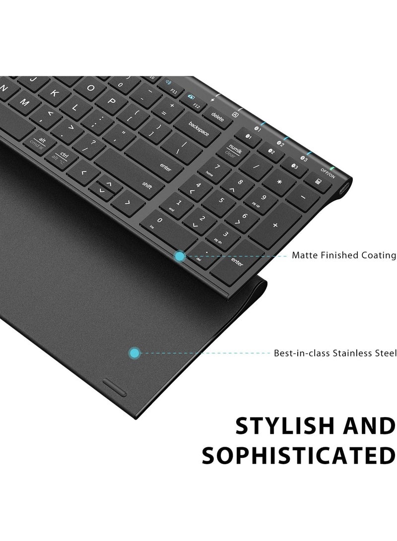 آيكليفير لوحة مفاتيح بلوتوث لاسلكية عالمية قابلة لإعادة الشحن رفيعة للغاية مع لوحة أرقام تصميم مريح حجم صغير اتصال مستقر للنافذة - Image 3