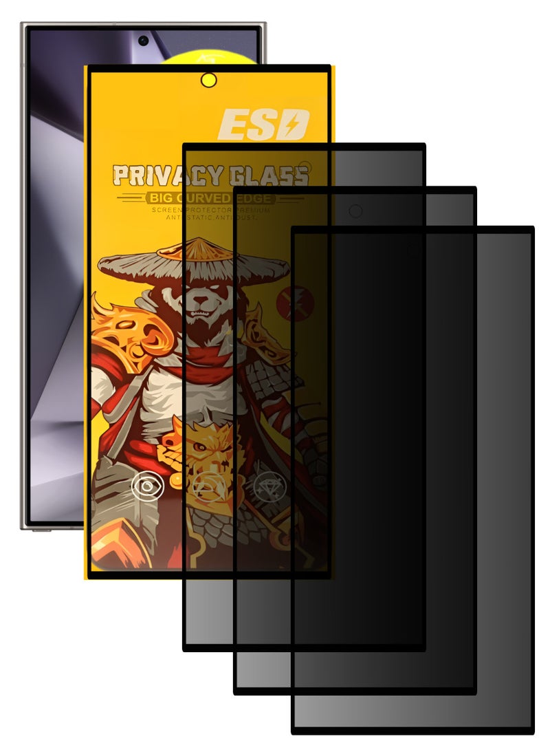 ESD 3 Pieces Tempered Dustproof Privacy Glass Screen Protector Compatible For Samsung Galaxy S24 Ultra - Image 1