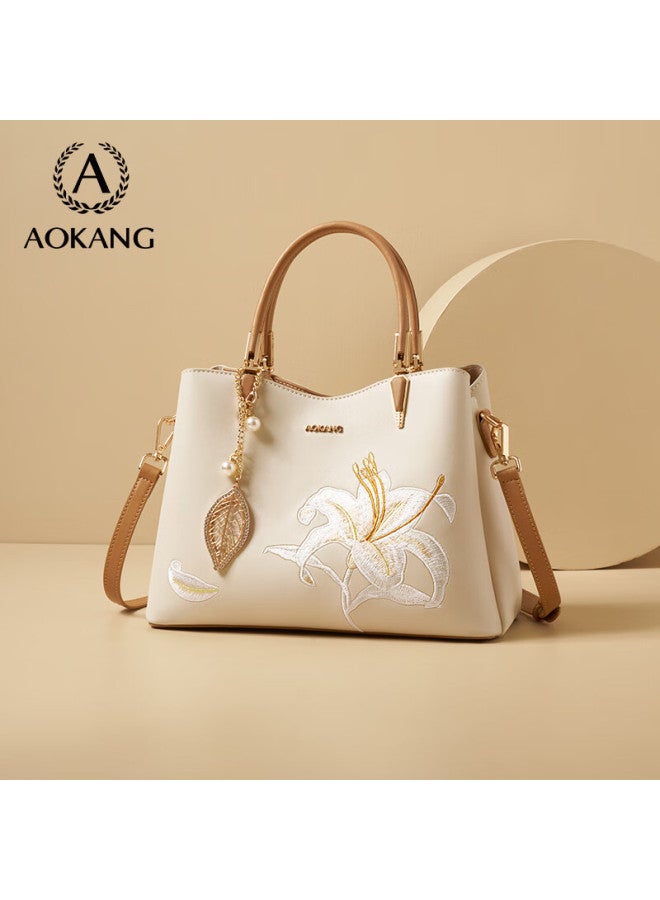 Aokang Women's Handbag, Trendy Luxury Embroidered Tote Bag, Commuter Crossbody Shoulder Bag, Birthday And New Year Gift For Mom Or Wife - Image 1