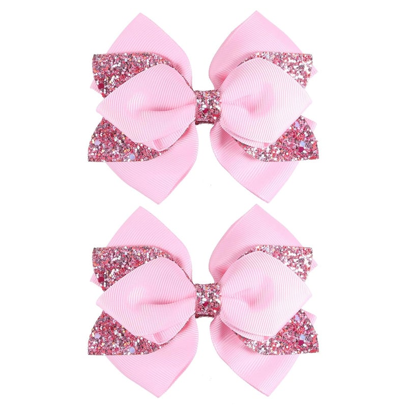 Miroksh 4 دبابيس شعر قوس وردي لامع مع ريش لامعة دبابيس شعر تمساح لفتاة صغيرة مراهقة لعيد الميلاد حفل زفاف حفلة عيد ميلاد زينة ملابس اكسسوار هدايا للأطفال العودة إلى المدرسة