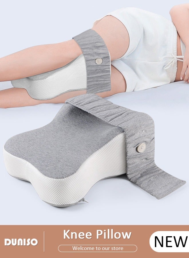 DUNISO Knee Pillow for Side Sleepers, Memory Foam Leg Pillow for Sleeping, Ergonomic Side Sleeping Pillows with Removable and Washable Cover, Leg Positioner Pillows for Sciatica Relief, Back, Leg, Hip, Pregnancy and Joint Pain - Image 1