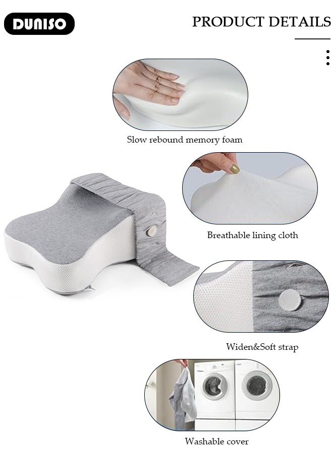 DUNISO Knee Pillow for Side Sleepers, Memory Foam Leg Pillow for Sleeping, Ergonomic Side Sleeping Pillows with Removable and Washable Cover, Leg Positioner Pillows for Sciatica Relief, Back, Leg, Hip, Pregnancy and Joint Pain - Image 2
