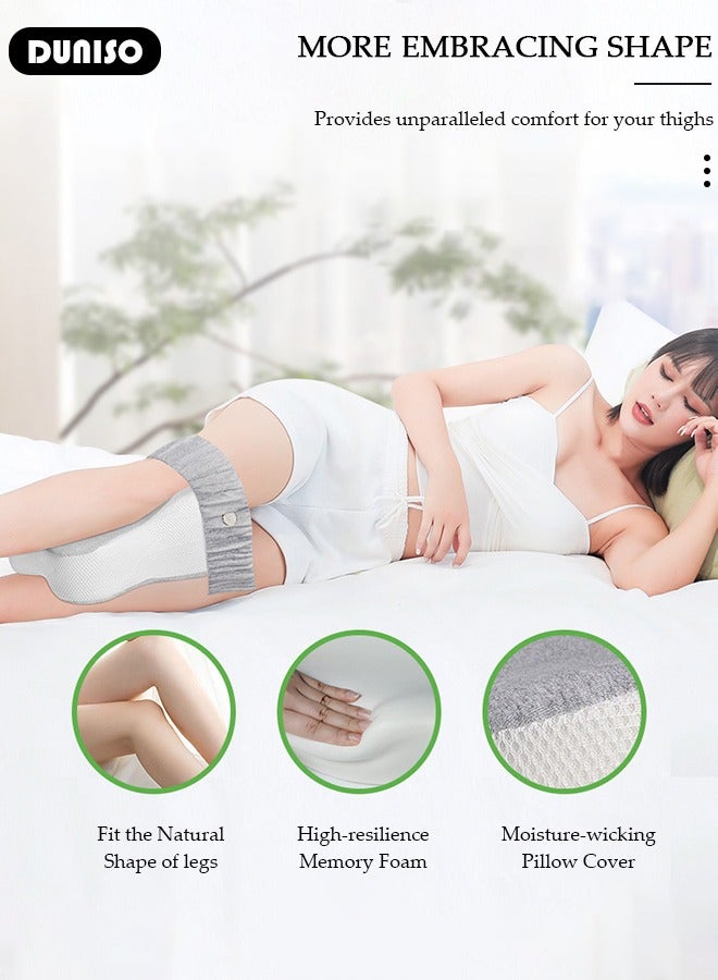 DUNISO Knee Pillow for Side Sleepers, Memory Foam Leg Pillow for Sleeping, Ergonomic Side Sleeping Pillows with Removable and Washable Cover, Leg Positioner Pillows for Sciatica Relief, Back, Leg, Hip, Pregnancy and Joint Pain - Image 5