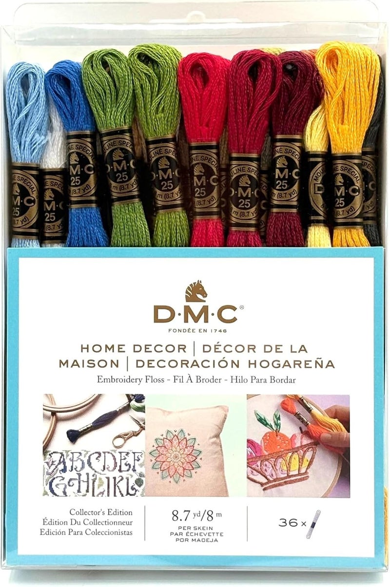 DMC 117F25HDC Home Decor Embroidery Floss Pack - 36 Skeins of 8.7 Yards Each in Assorted Colors - Image 1