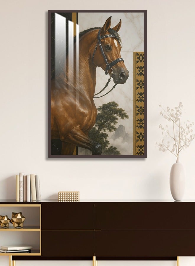 4gdran Luxury wooden wall panel with horse art design and Islamic decoration with frame and clear acrylic layer - Image 4