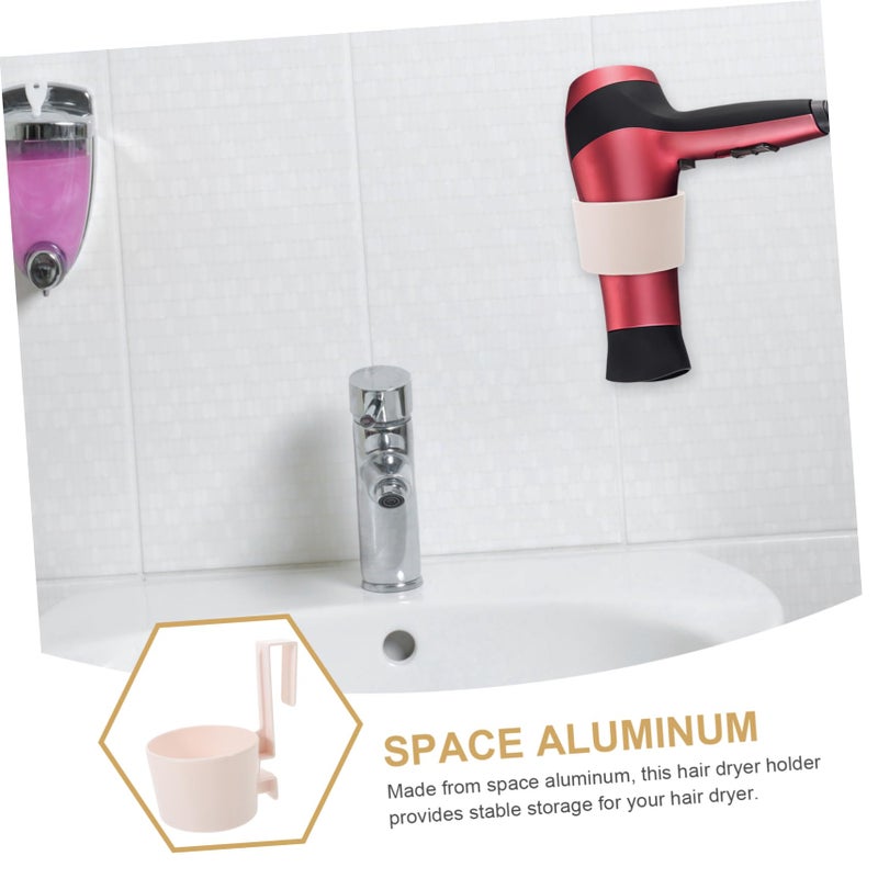 Wall Mounted Hair Dryer Holder No Drill Installation Compact Bathroom Storage Rack - Image 4
