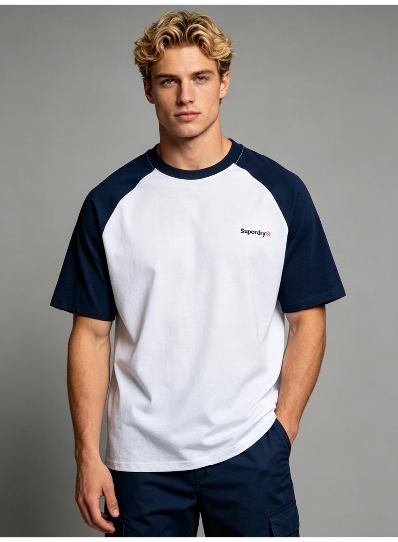 Superdry shoulder-thrust couples summer contrast stitching loose short-sleeved T-shirts for men and women - Image 3