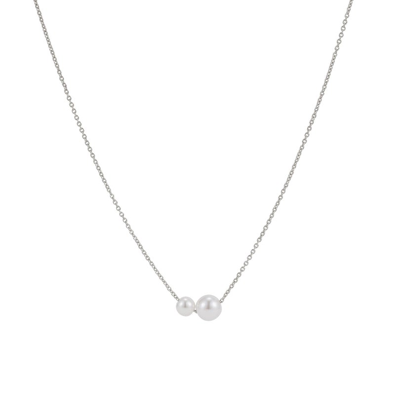 Treasure Bender Silver Pearl Necklaces for Women Trendy Silver Plated Dainty Necklace Simple Pearl Drop Charm Pendant Necklace Women's Jewelry Best Friend Birthday Gifts Silver Jewelry for Women - Image 1