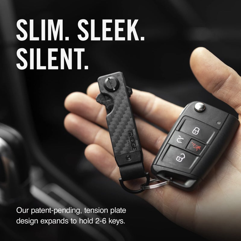 The Ridge Key Organizer - Compact Metallic Key Holder, Minimalist Innovative Keyholder, Smart Keychain Secures 2-6 Keys (Carbon Fiber) - Image 5