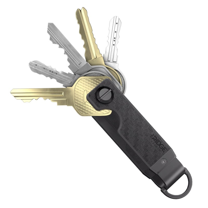 The Ridge Key Organizer - Compact Metallic Key Holder, Minimalist Innovative Keyholder, Smart Keychain Secures 2-6 Keys (Carbon Fiber) - Image 1