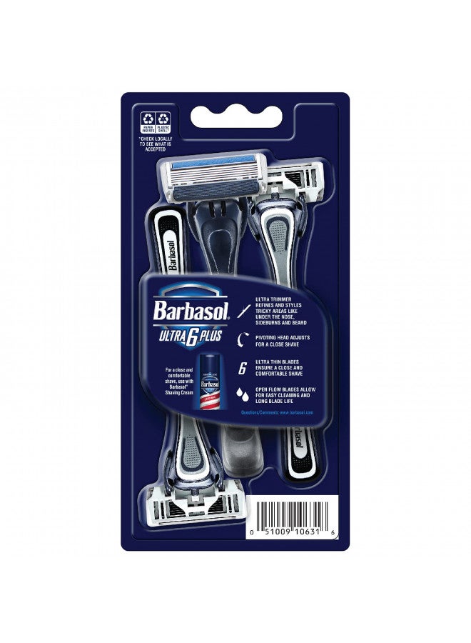 Barbasol Ultra 6 Plus Premium Disposable Razor Value Pack Bundle (3 Packs/9 Total Razors) - Image 3
