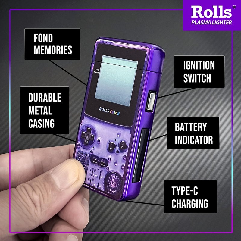Rolls Plasma Lighter Rolls Electric Lighter Stocking Stuffers Gifts for Men Cool Lighters Electric Lighters Rechargeable Mens Gifts Retro Gamer Birthday Gifts for Men Atomic Purple - Image 3