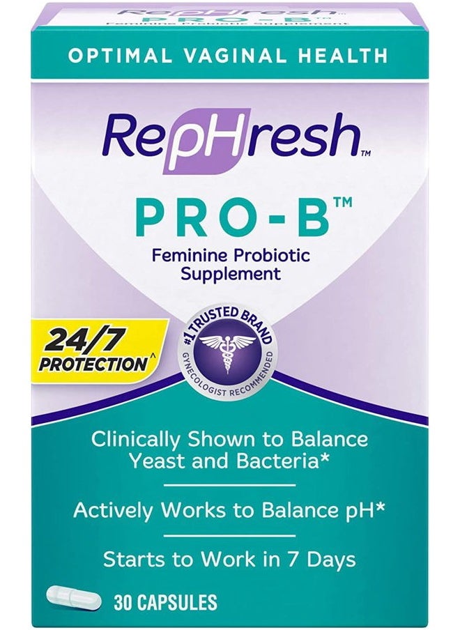 Rephresh Pro-B Probiotic Feminine Supplement, 30-Count Capsules (Pack of 2)  - Image 1