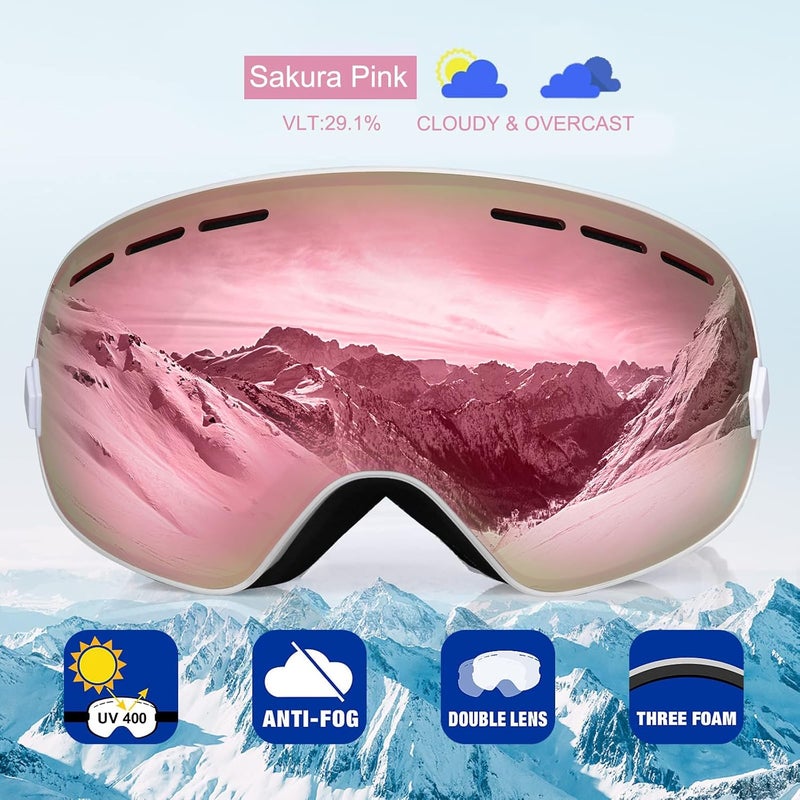 EXP VISION Snowboard Ski Goggles Men Women Youth, Anti Fog OTG Winter Snow Goggles Spherical Detachable Lens - Image 2