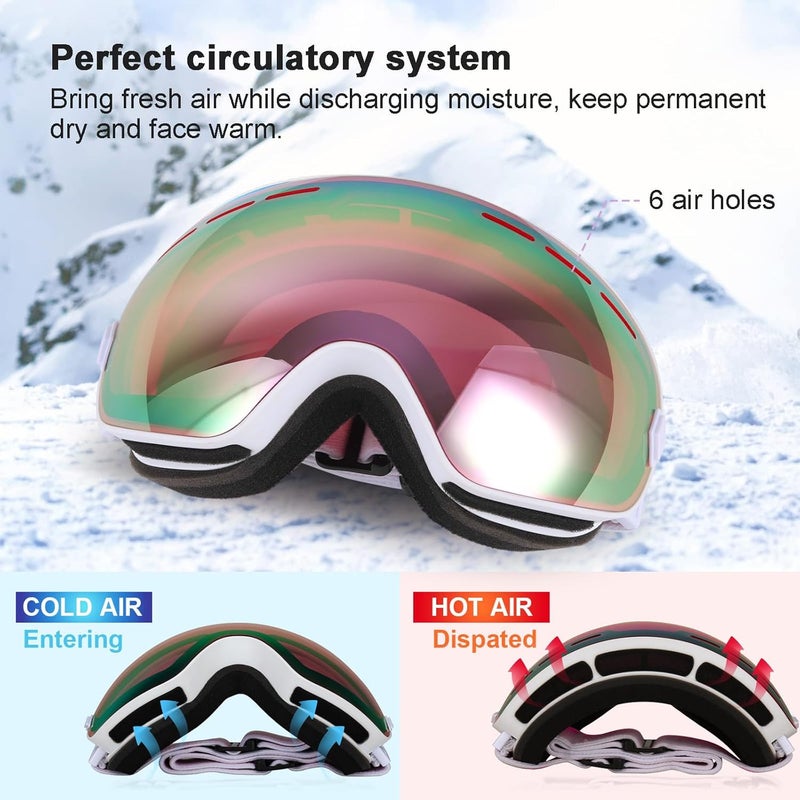 EXP VISION Snowboard Ski Goggles Men Women Youth, Anti Fog OTG Winter Snow Goggles Spherical Detachable Lens - Image 3